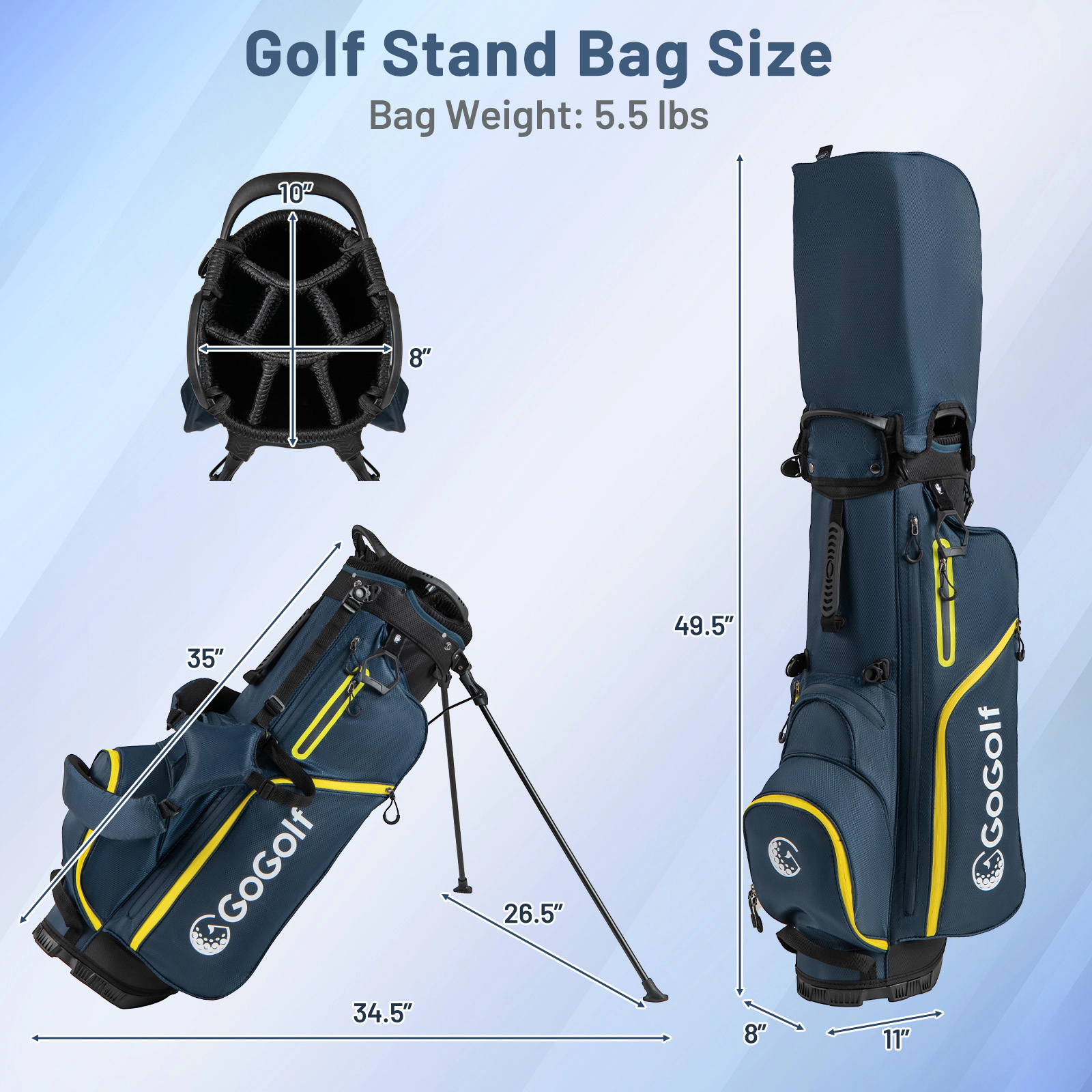 11-pc Mens Complete Golf Clubs and Bag Set Right Handed Driver Fairway Hybrid 7 Irons Putter Headcovers Yellow
