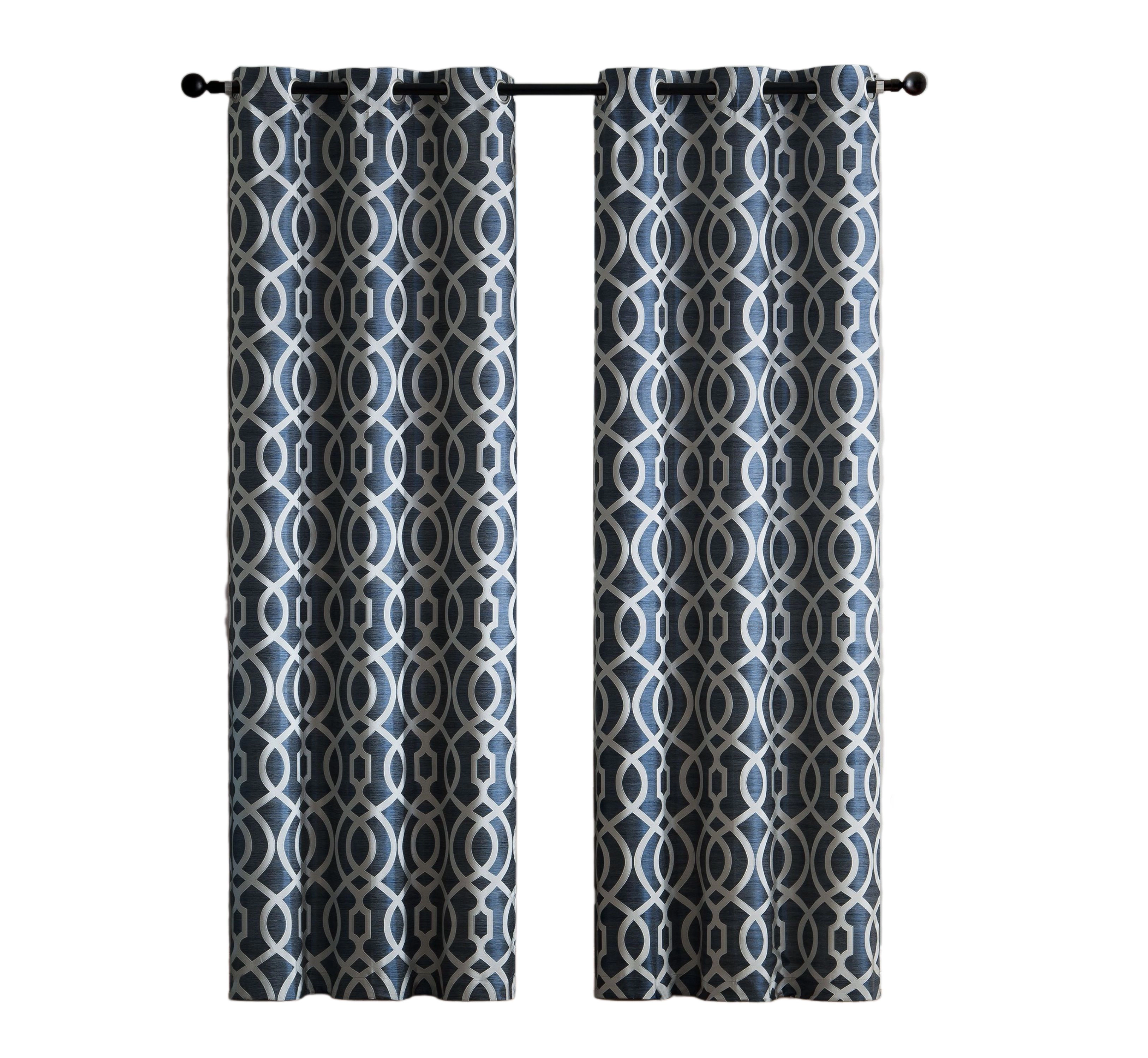Kate Aurora Royal Living 2 Pack Venetian Semi Sheer Lattice Grommet Top Curtain Panels