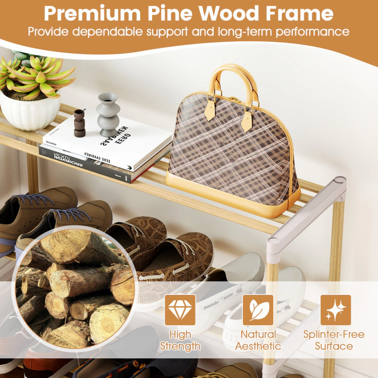Hivvago Solid Wood Shoe Rack with Slatted Open Shelves