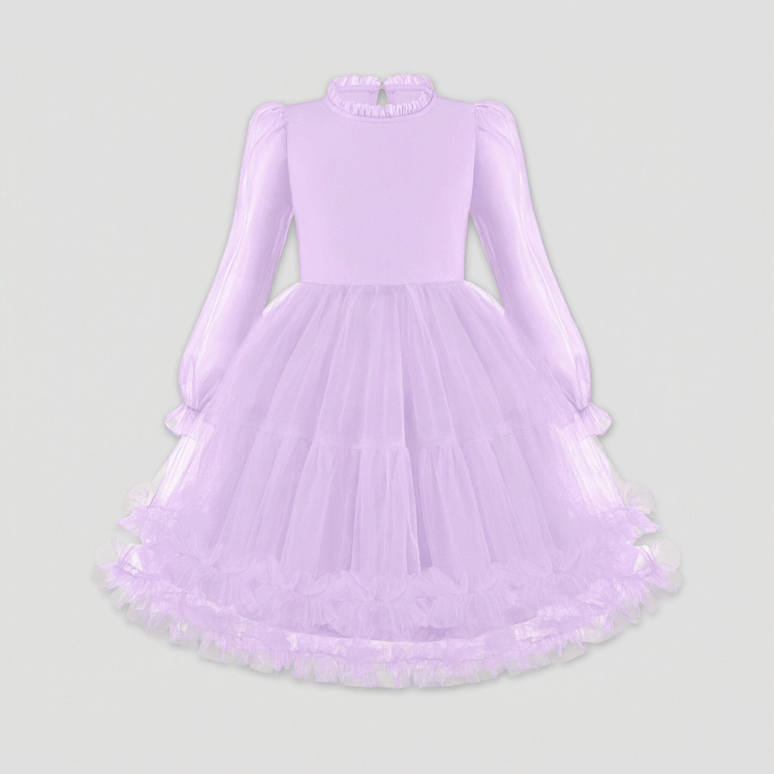 Arshiner Girl's's Ruffle Neck Puff Sleeve Dress