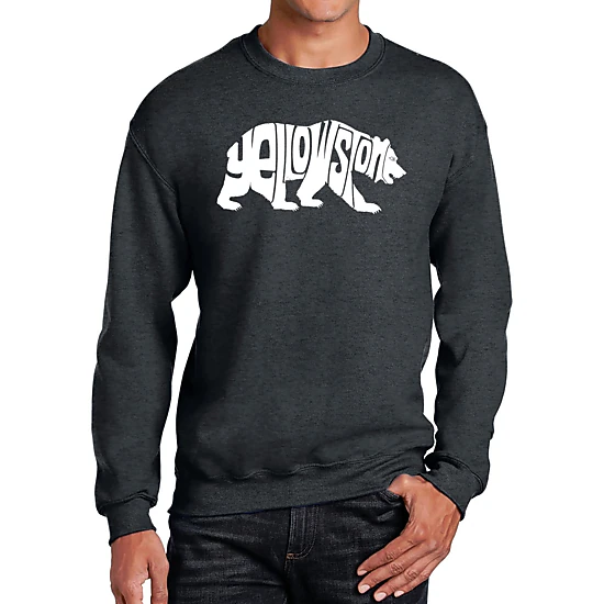 LA Pop Art Yellowstone Bear - Men's Word Art Crew Sweatshirt