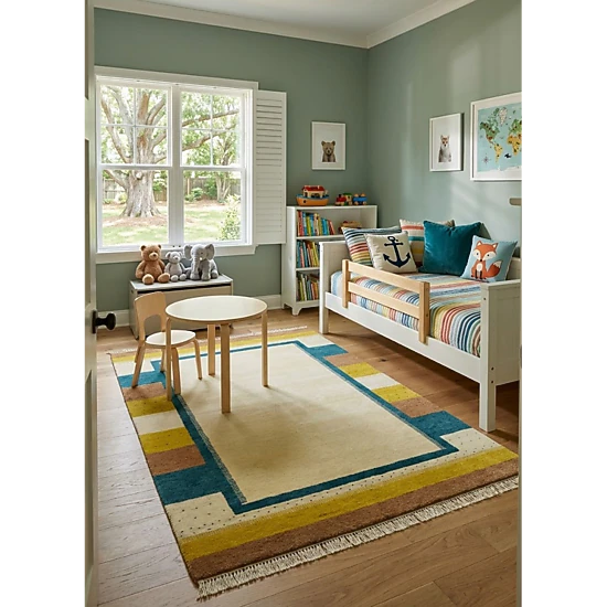 Magic Rugs Cream Border Tribal 6X8 Indo-Gabbeh Oriental Rug