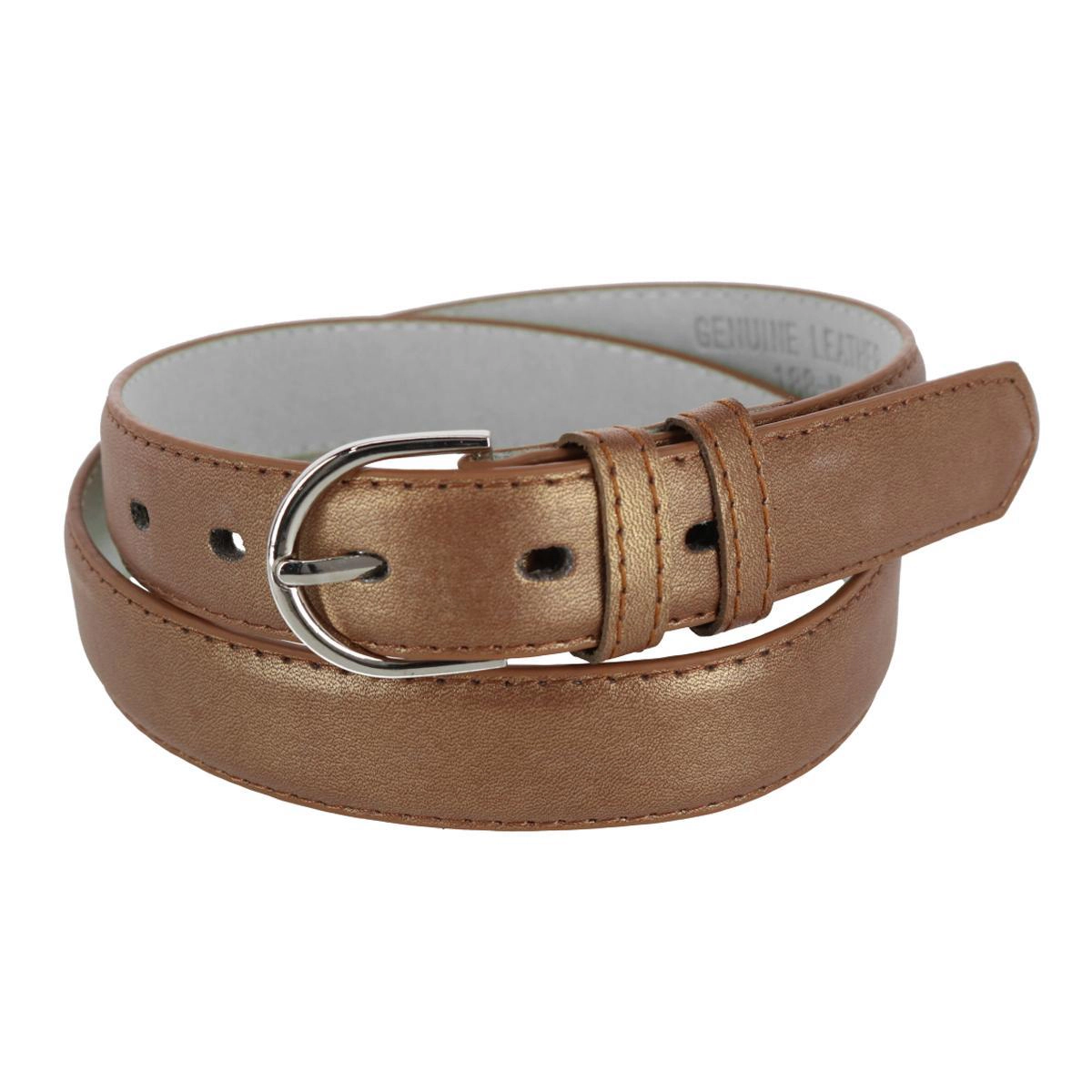 CTM Women's Metallic Leather Dress Belt 1 1/8 Inch