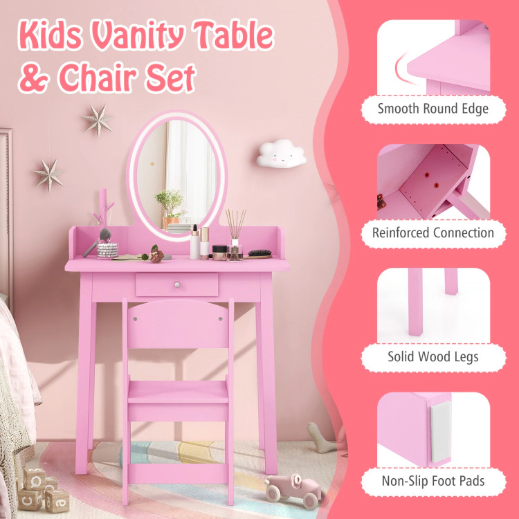 Hivvago Kids Vanity Set With Lighted Mirror