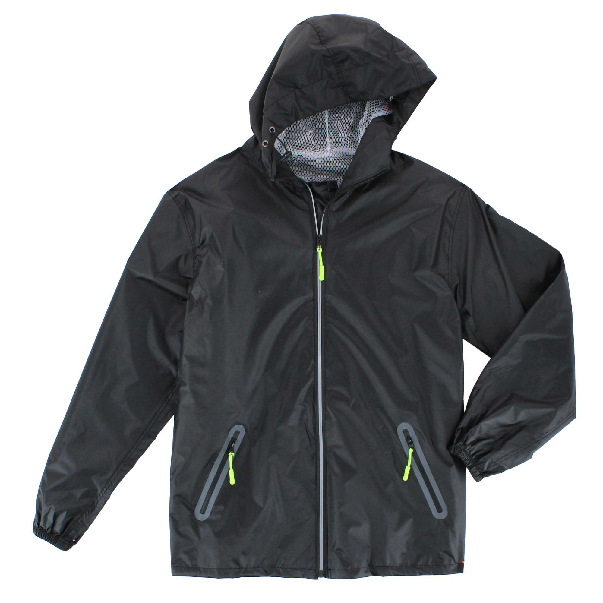 CTM Adult Reusable Water Resistant Rain Jacket with Hood and Pockets