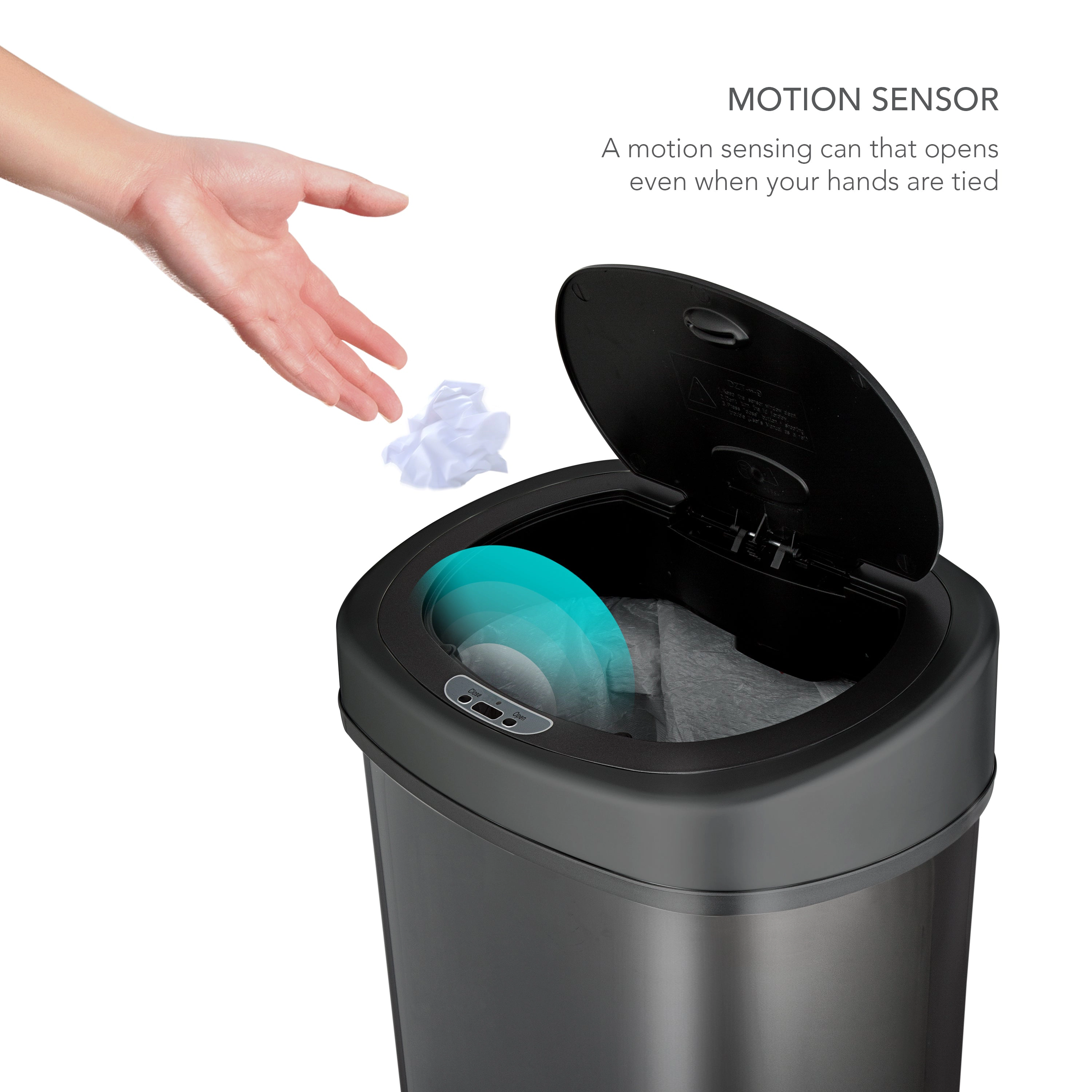 Ninestars Classic Oval 13.2-Gallon Stainless Steel Motion Sensor Trash Can