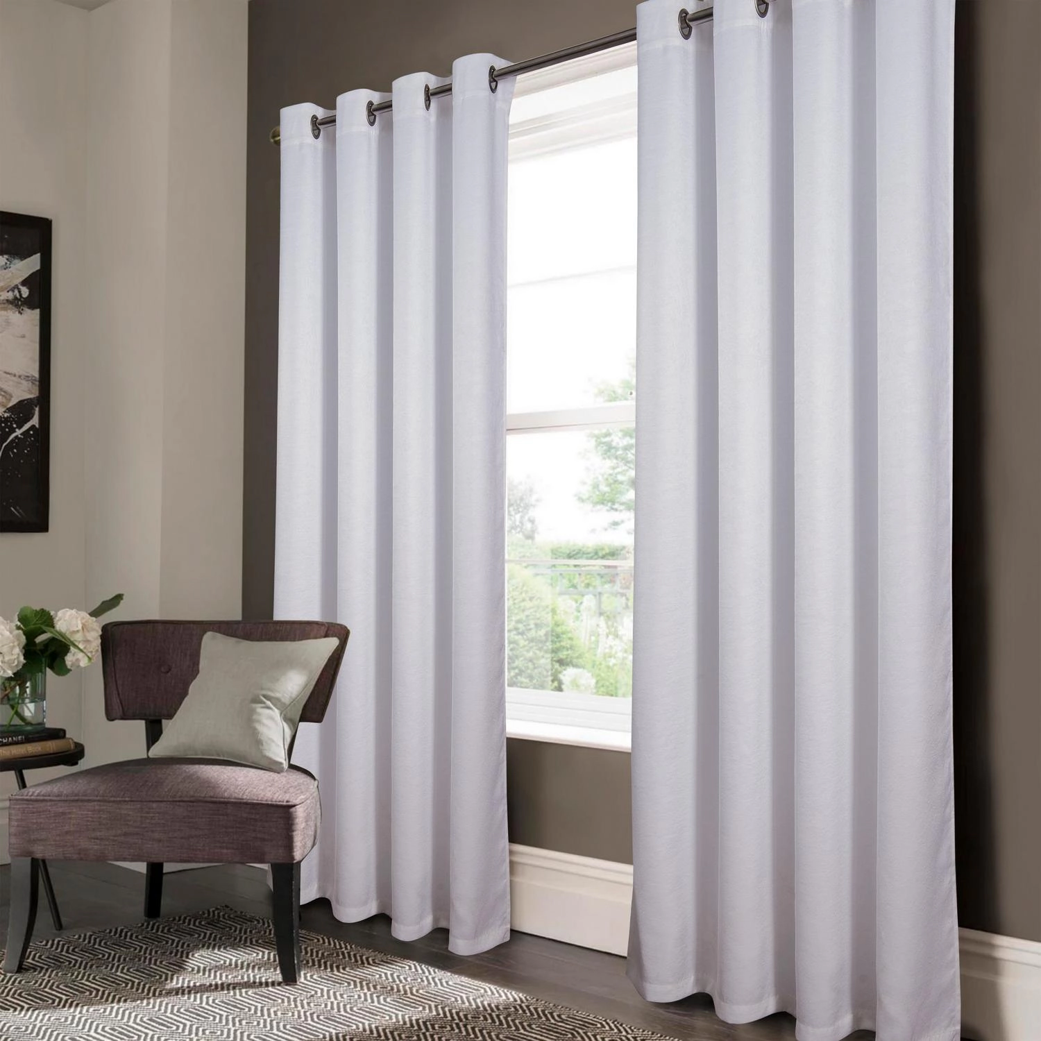 Olivia Gray San Juan Embossed Blackout Grommet Single Panel - 52x84", White