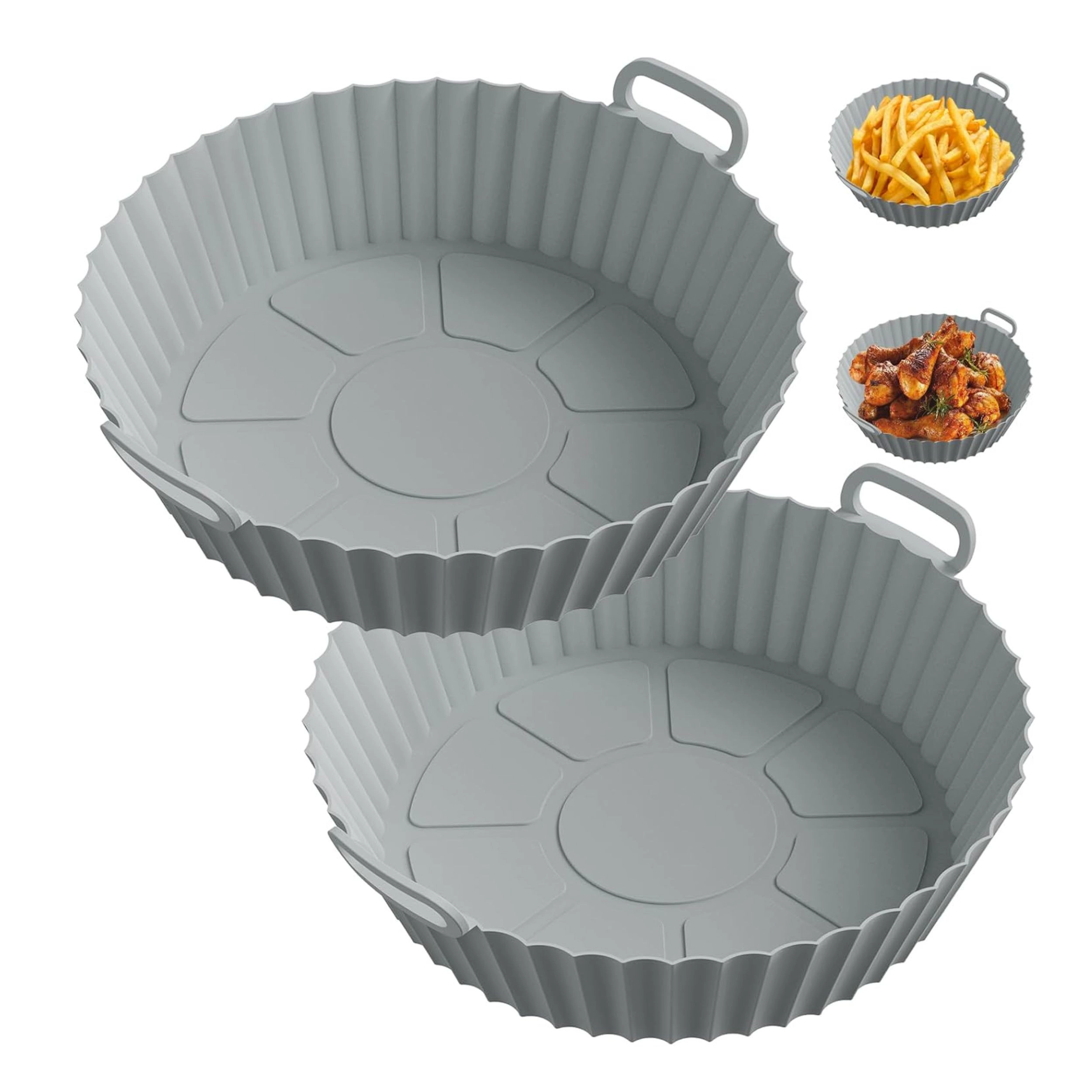 Stock Preferred Pack of 2 Reusable Silicone Air Fryer Liners with Handles for 4 to 7 QT