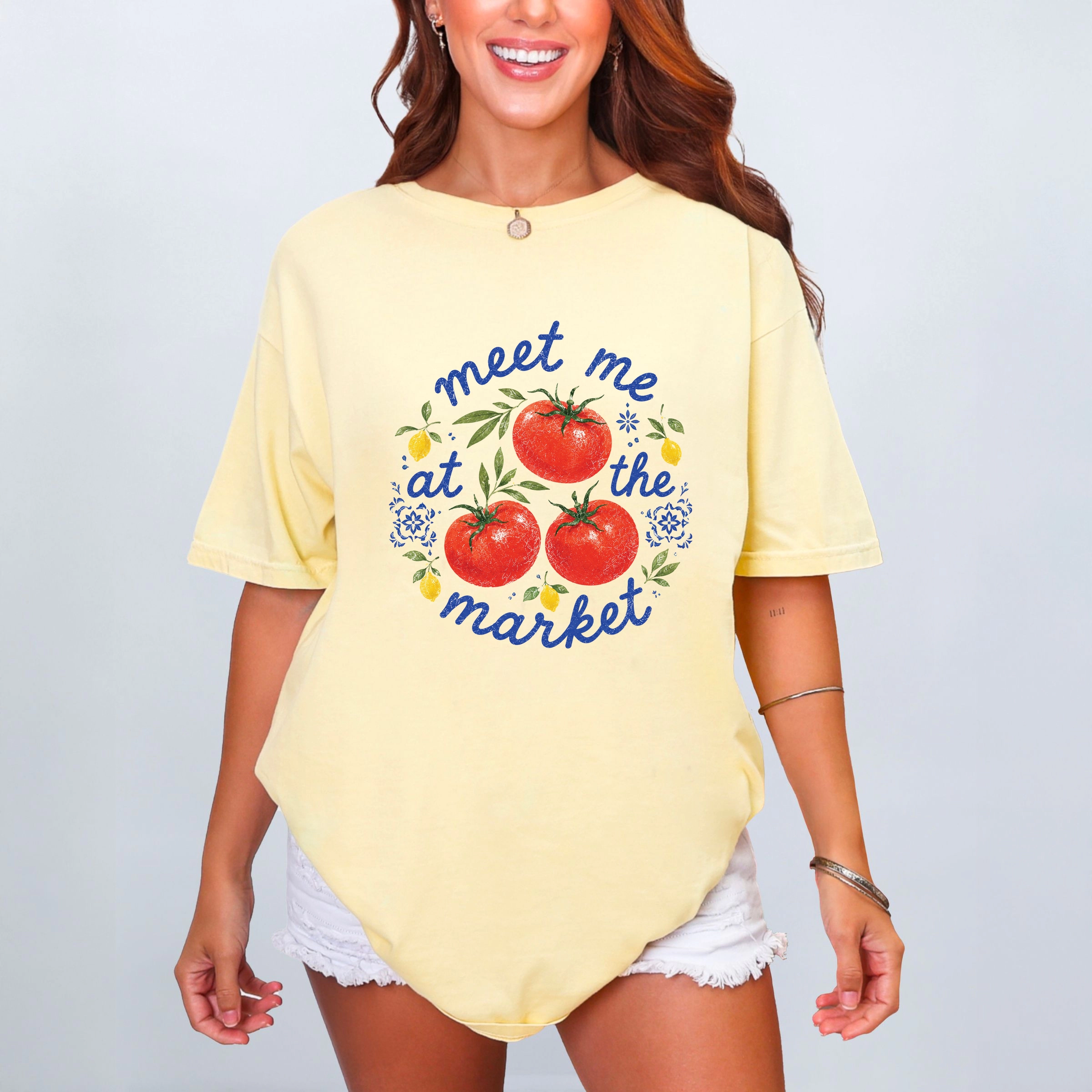 Simply Sage Market - Women's Garment Dyed Graphic T-Shirt Meet Me at the Tomatoes