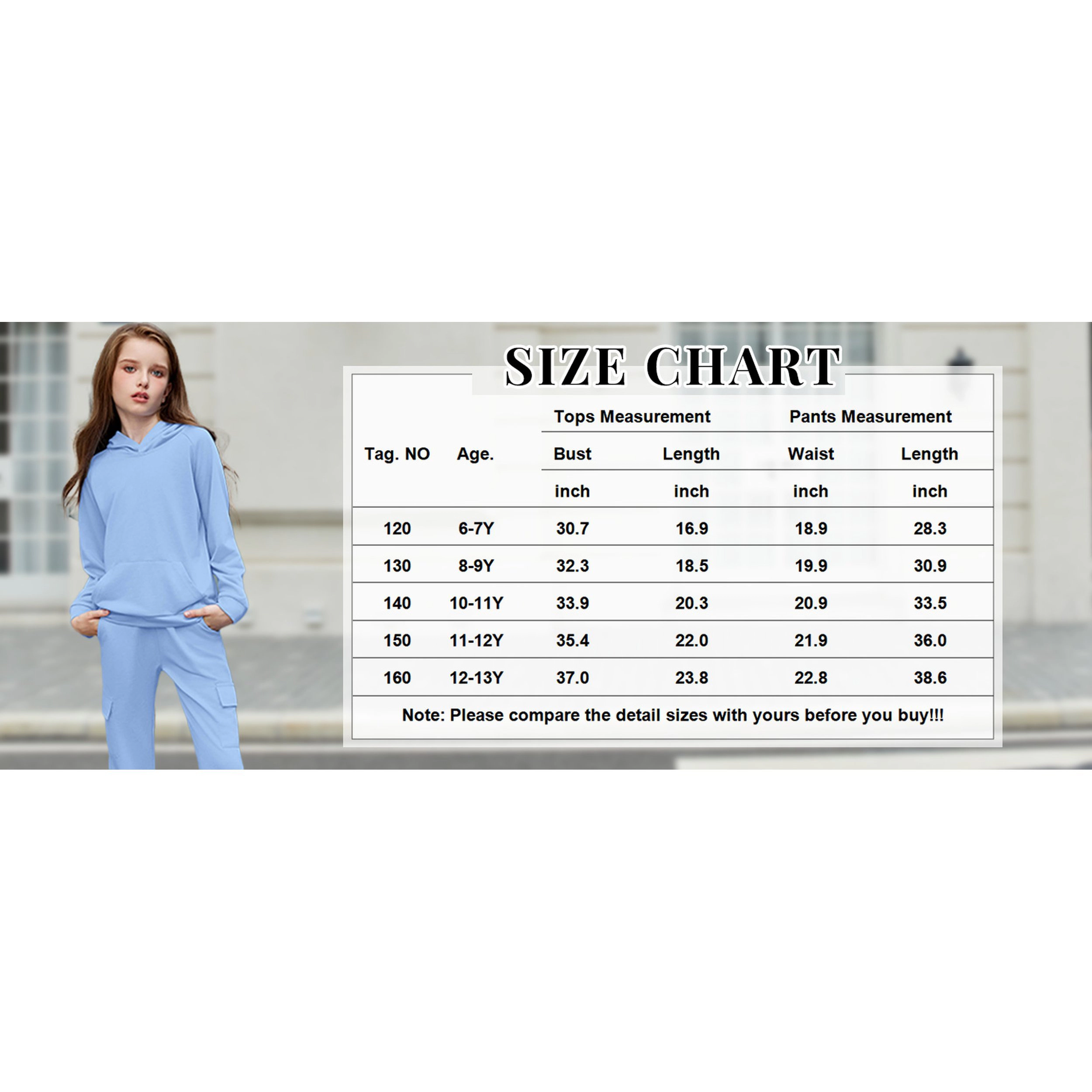 Arshiner Girls Tracksuits Fall Piece Outfits Long Sleeve Pullover Hoodies And Sweatpants