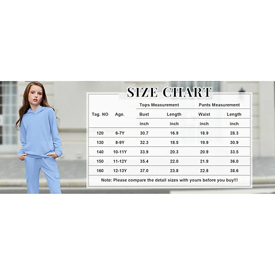 Arshiner Girls Tracksuits Fall Piece Outfits Long Sleeve Pullover Hoodies And Sweatpants