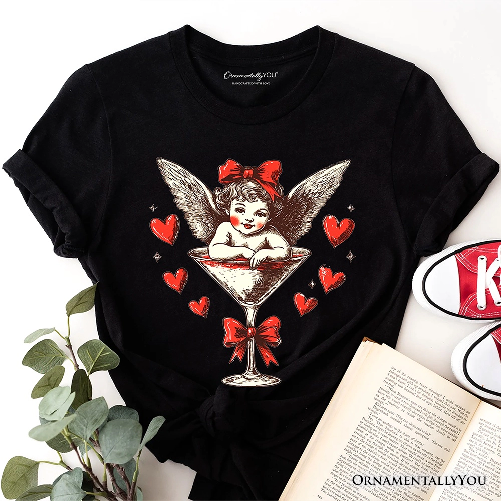 OrnamentallyYou Womens Retro Coquette Cupid Valentine T-Shirt