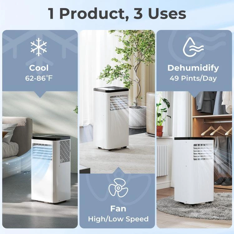 SUGIFT White 10000-BTU 3-in-1 Portable Air Conditioner with Dehumidifier and Fan 13.5-in W 12-in D 27.5-in H