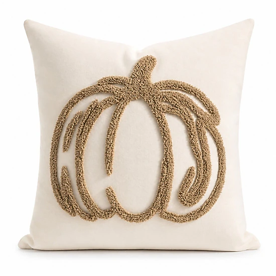 Alilang Fall Tufted Pumpkin Outline Decorative Throw Pillow Cover