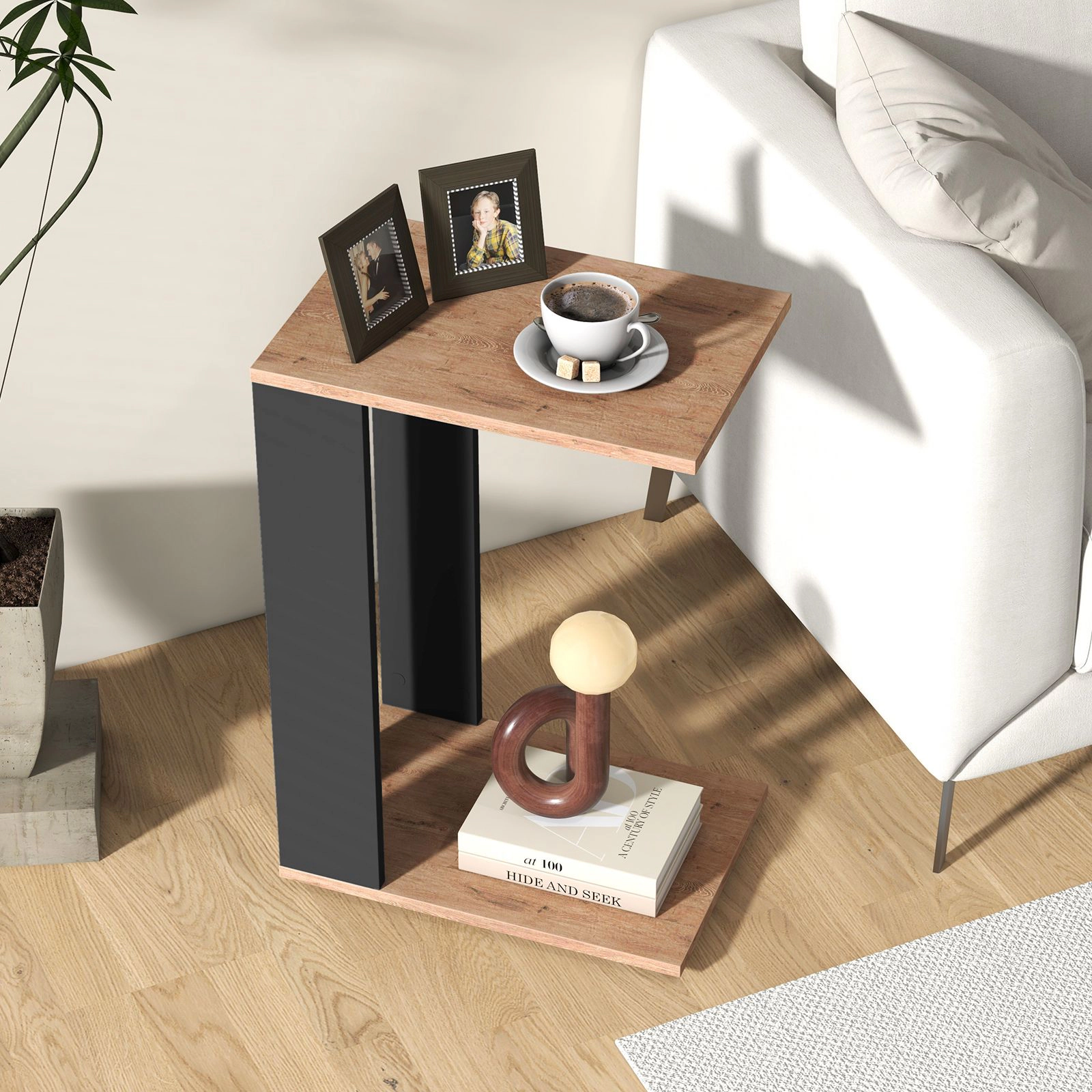 SlickBlue Mobile C Table with Storage Shelf for Bedroom Living Room