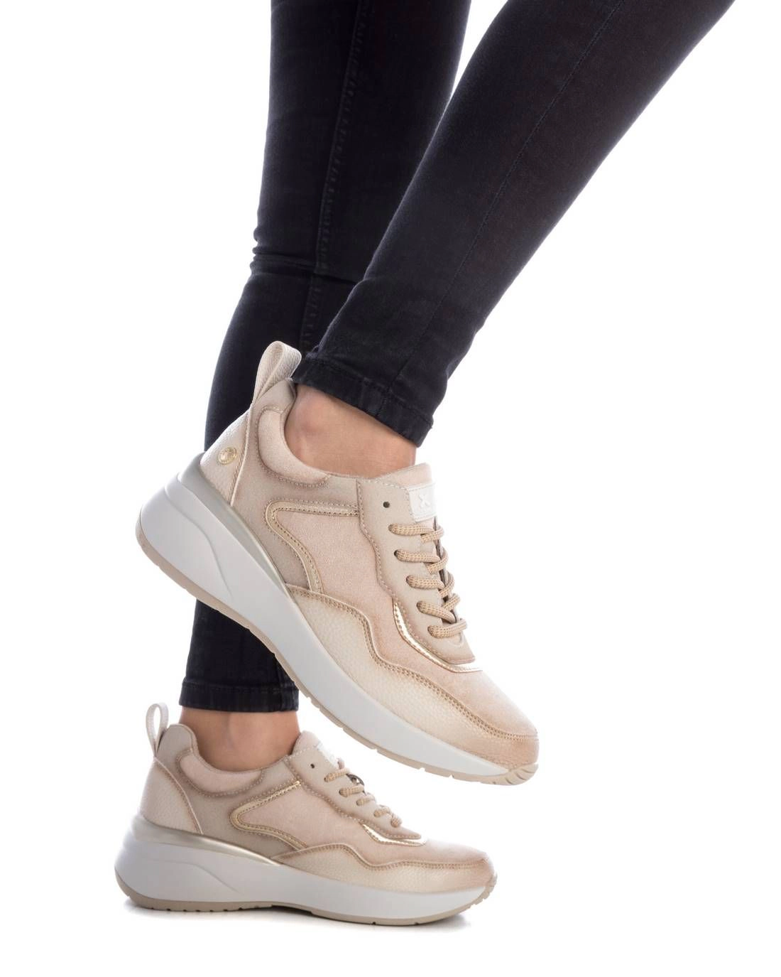 XTI Womens Sneakers Suede Lace-Up Casual Shoes