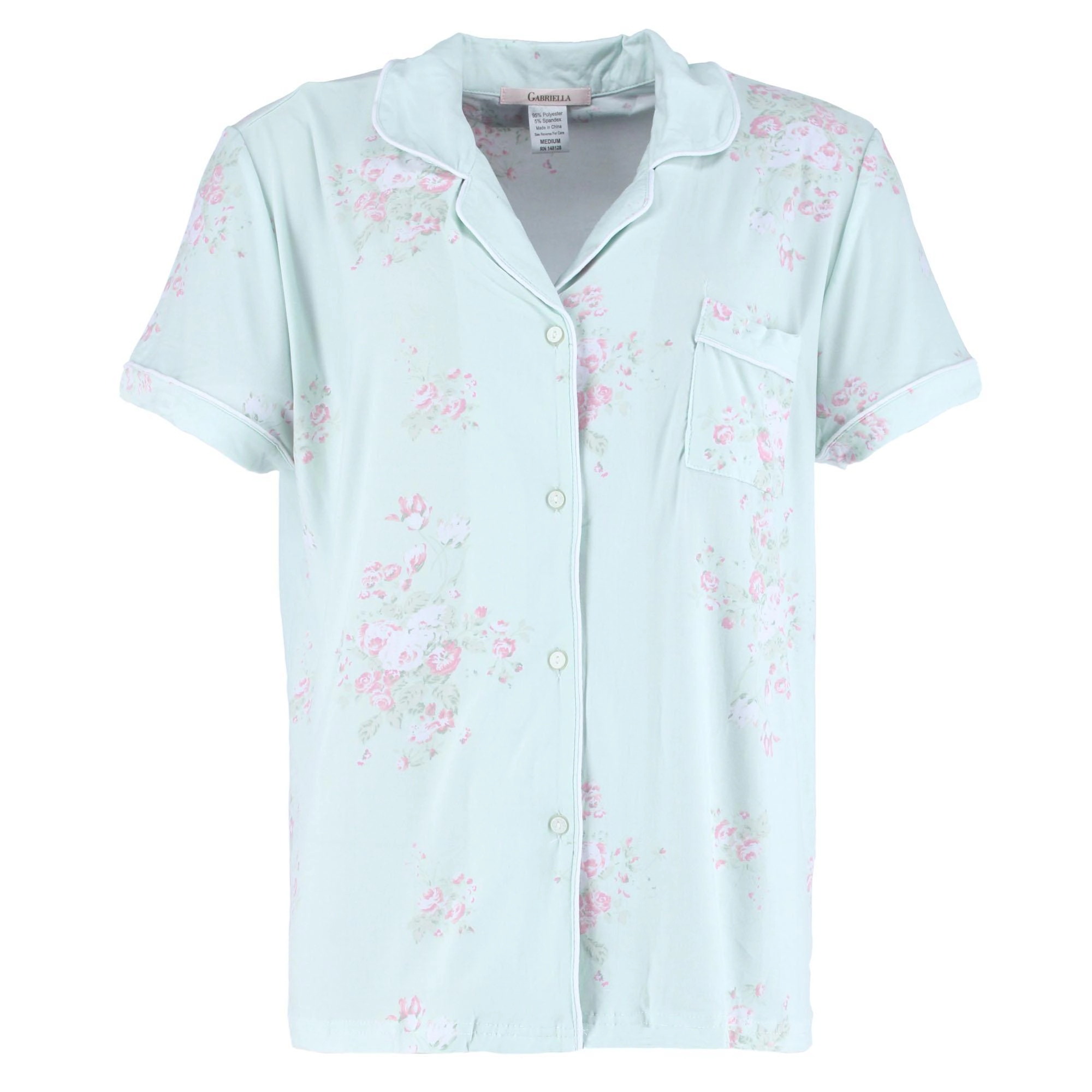 CTM Women's Floral Notched Collar Short Pajama Set