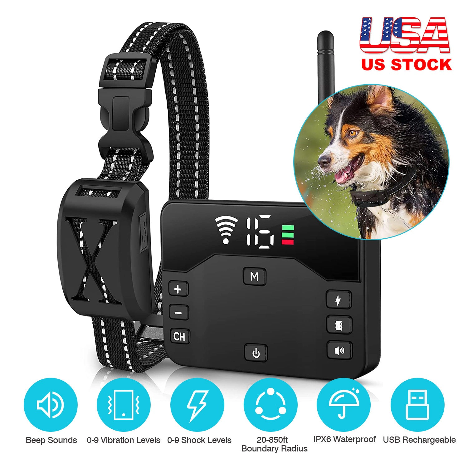 GBruno 2-in-1 Wireless Electric Dog Fence System