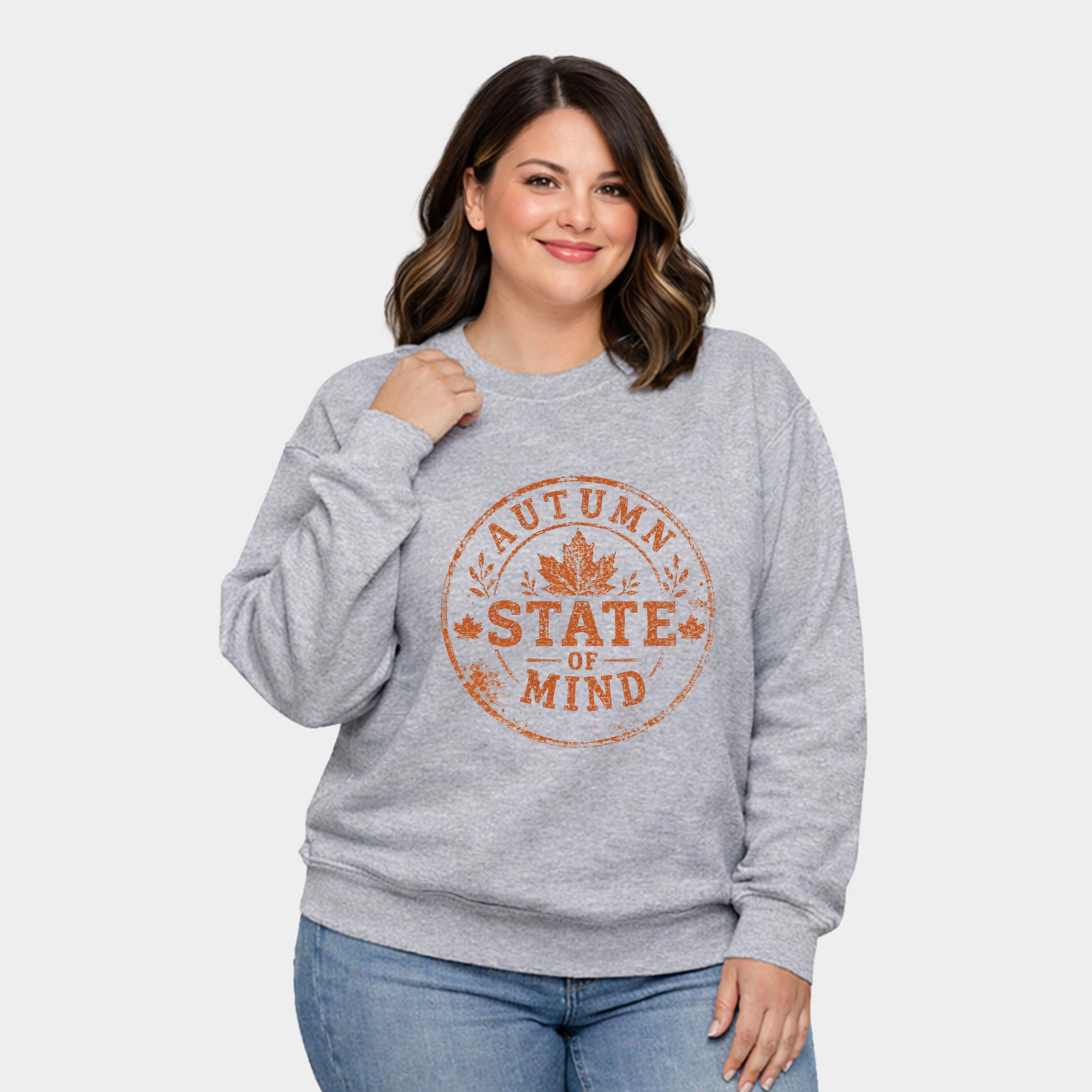 Simply Sage Market - Women's Plus Sweatshirt Autumn State of Mind Circle