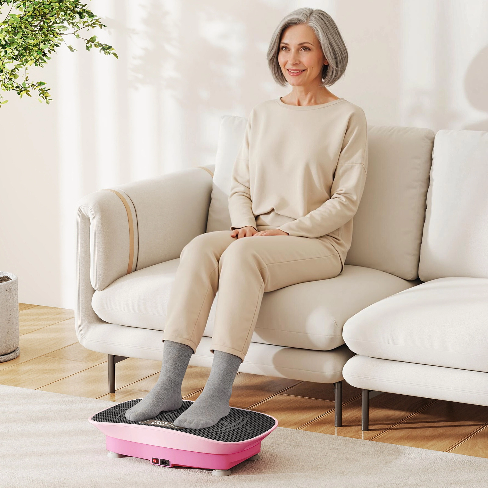SUGIFT Whole Body Vibration Plate Exercise Machine 10 Intensity Levels Remote 220-lb Capacity 20 x 11 x 5-in Pink