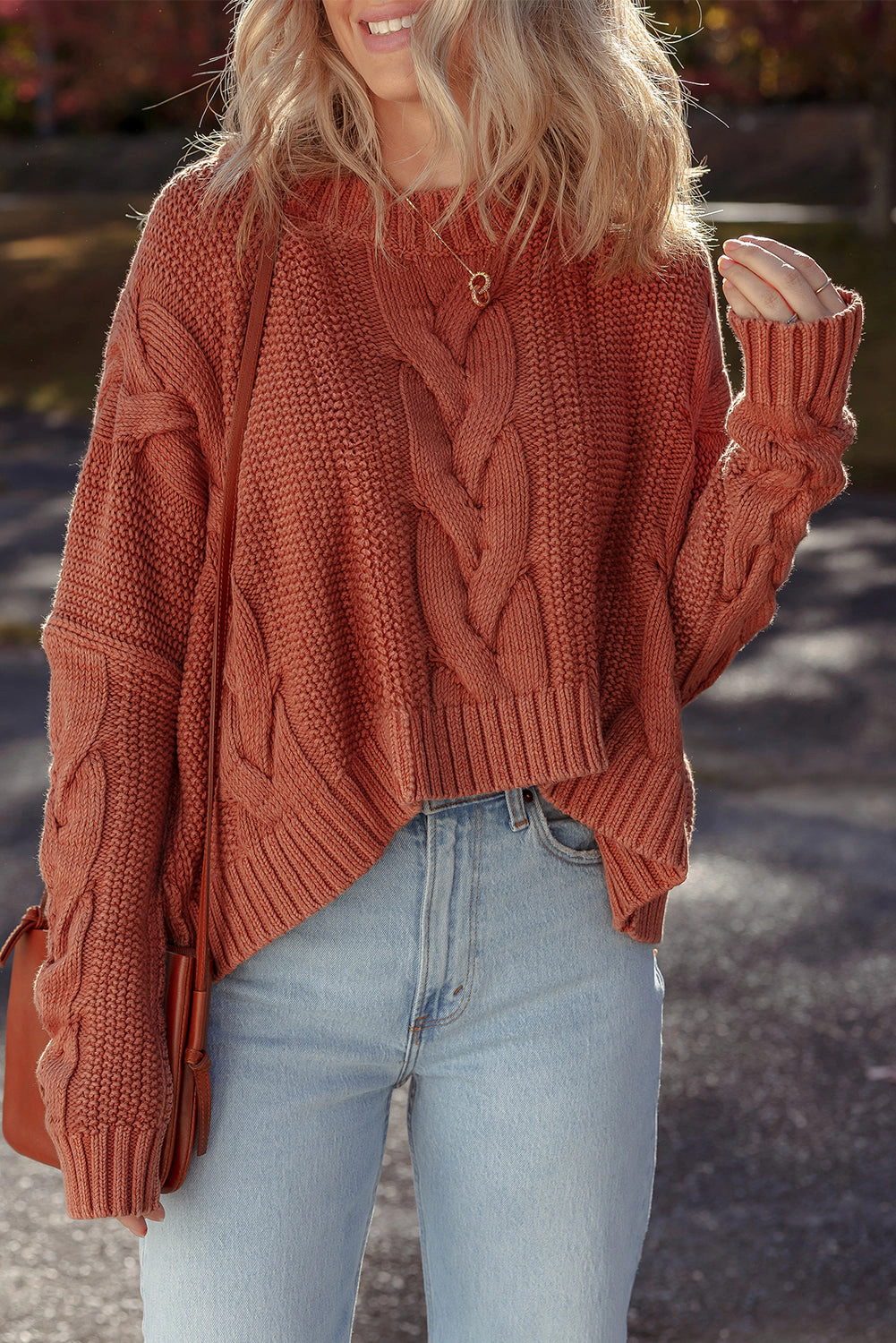 Threaded Pear Women's Willaira Slouchy Textured Knit Sweater
