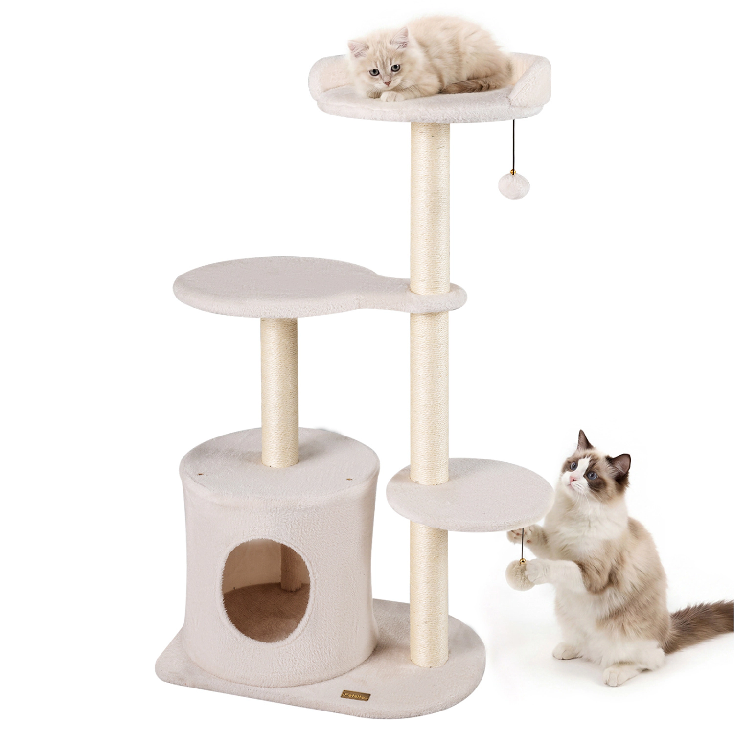LJG 43" Cat Tree for Indoor Cats with Comfy Plush Perches and Sisal Scratching Posts
