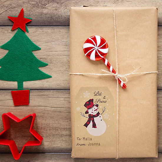 Wrapables Christmas Holiday Gift Tag Stickers and Labels Roll for ...