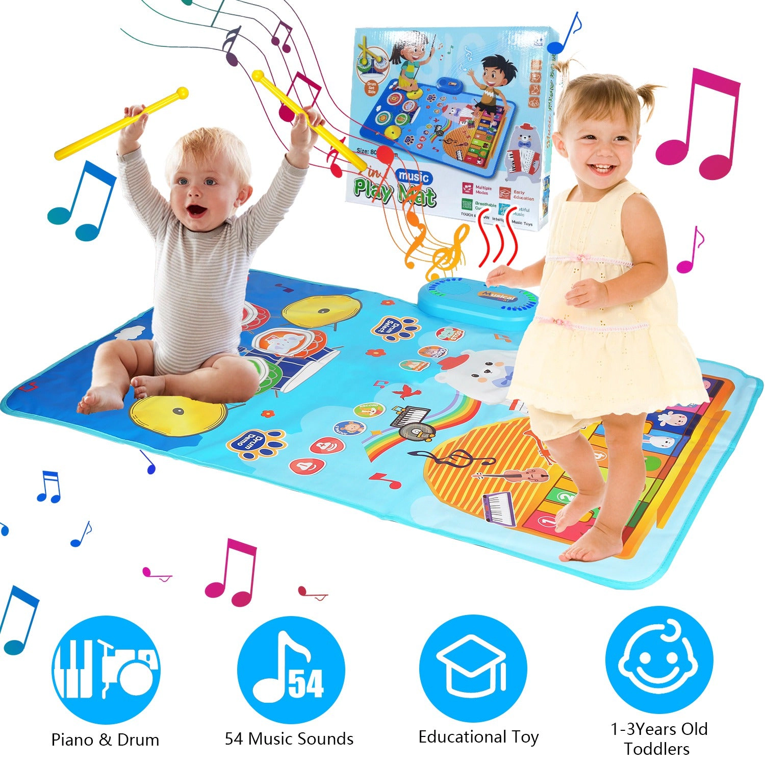 GBruno Kids' Musical Floor Piano Mat With Drums