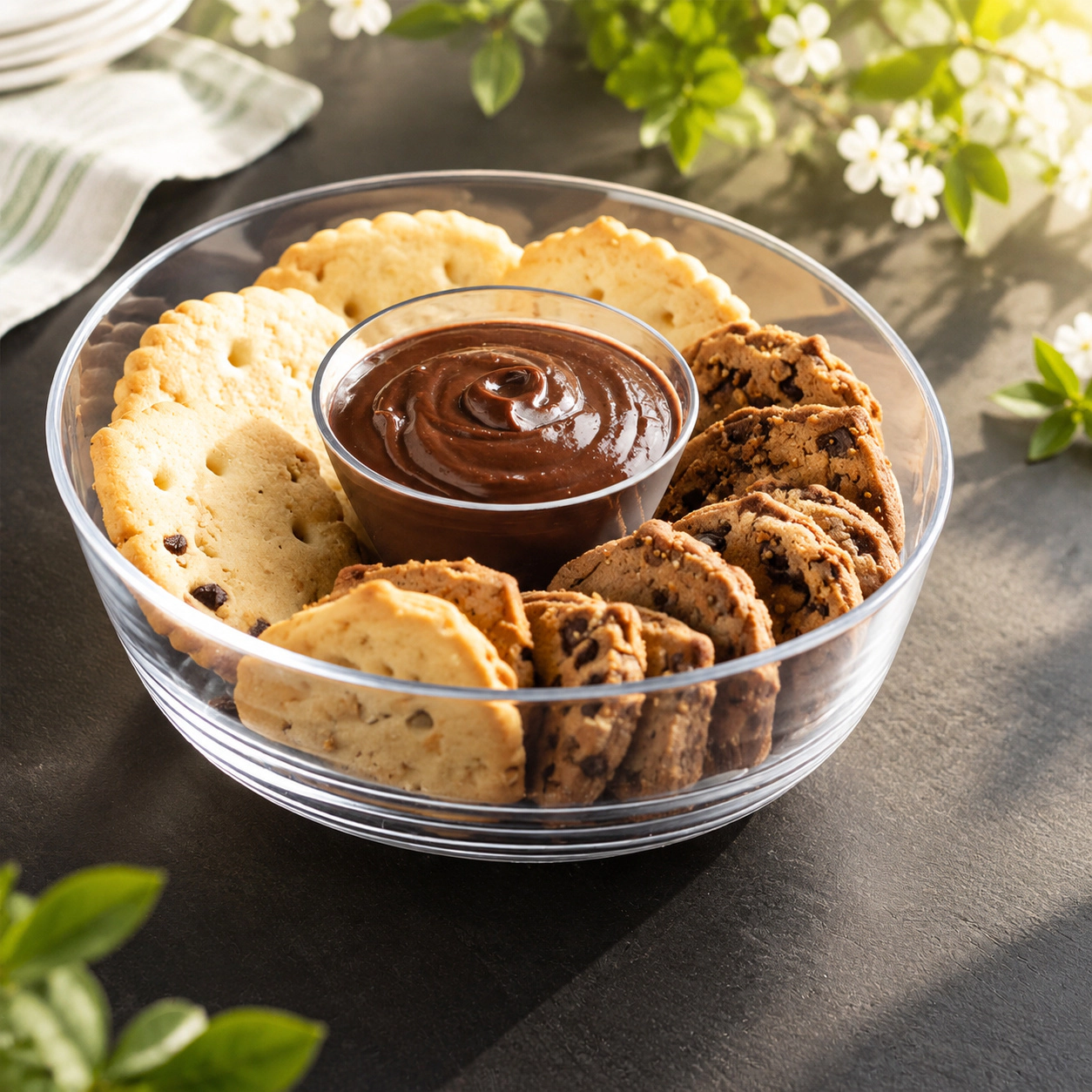 WZK 2-Pack Clear Acrylic Chip Dip Bowl Serving Platter