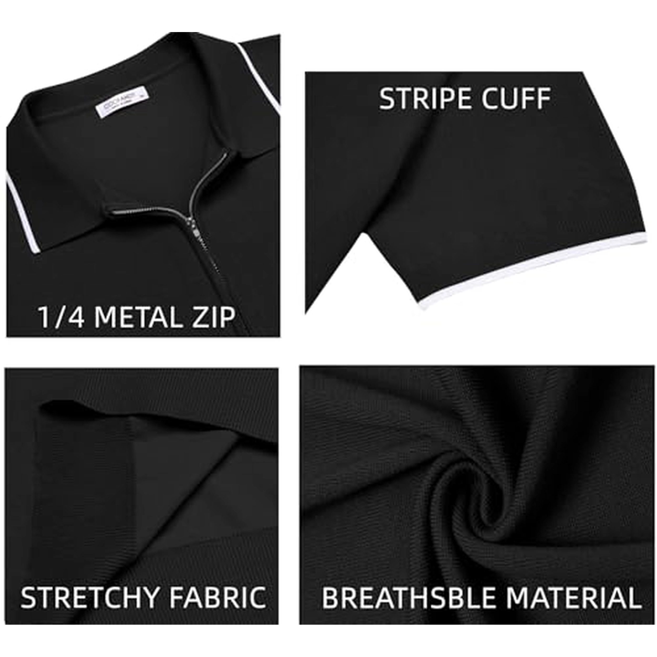 COOFANDY Short Sleeve Polo Shirts Summer Half Zip Collar Ribbed Casual Tops