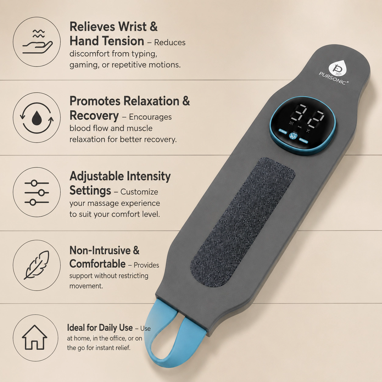 Pursonic Unisex Electric Massager Wrist Guard – Relax & Revitalize Your Wrists!