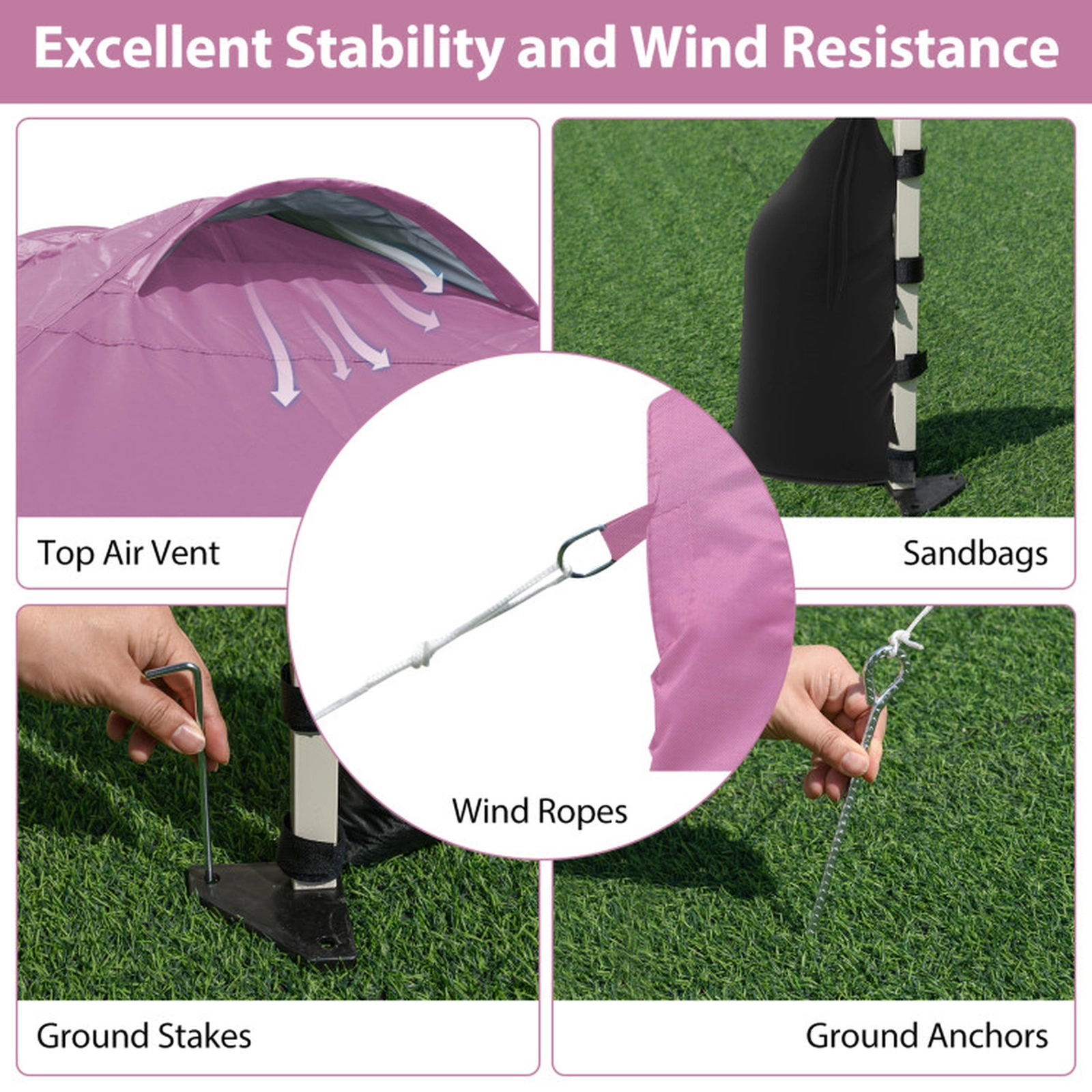 SUGIFT 10 x 10-ft Pop Up Canopy Tent with Sidewall and Wheeled Bag Adjustable Height Pink