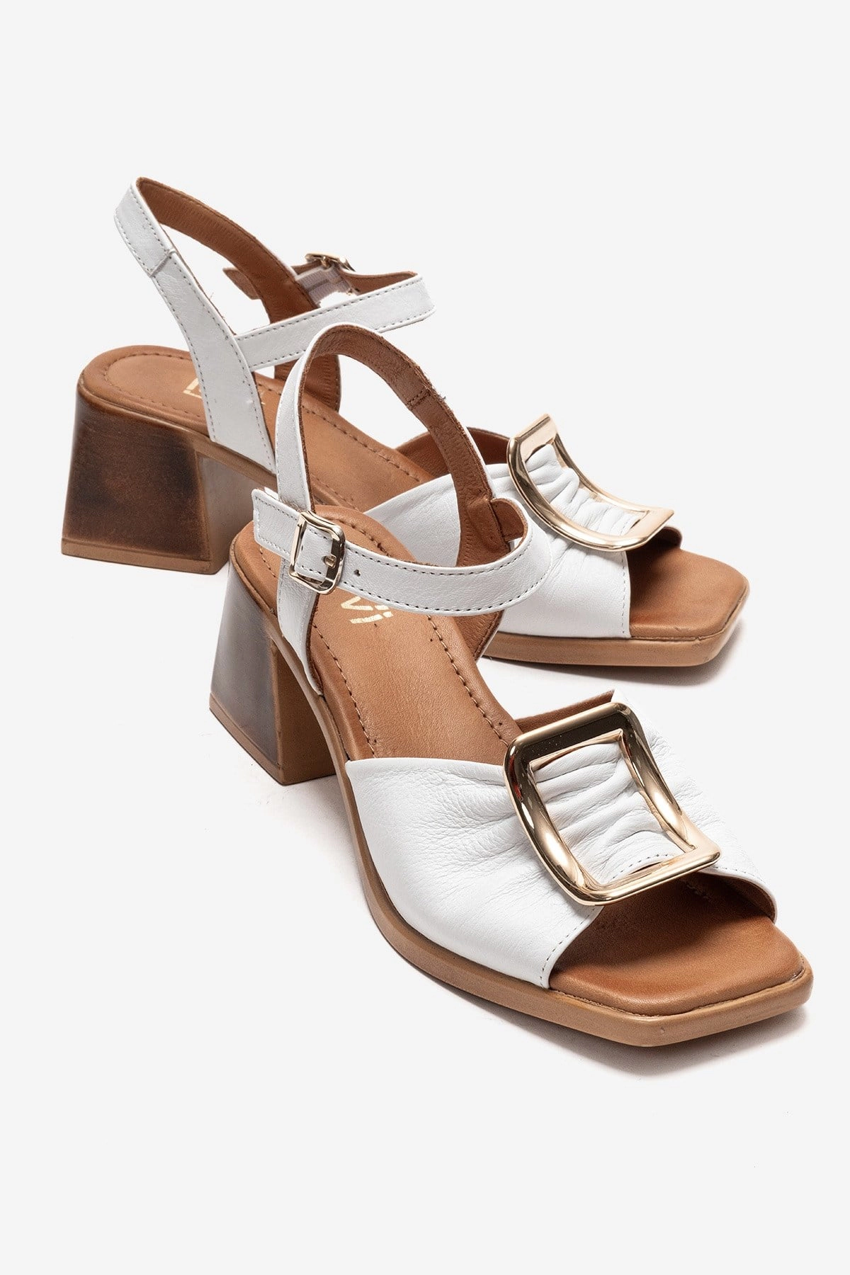 Forever & Always Womens Asha Leather Block Heel Sandal