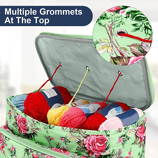 SS Design Large Knitting Bag Yarn Storage Tote Crochet Hook Organizer ...