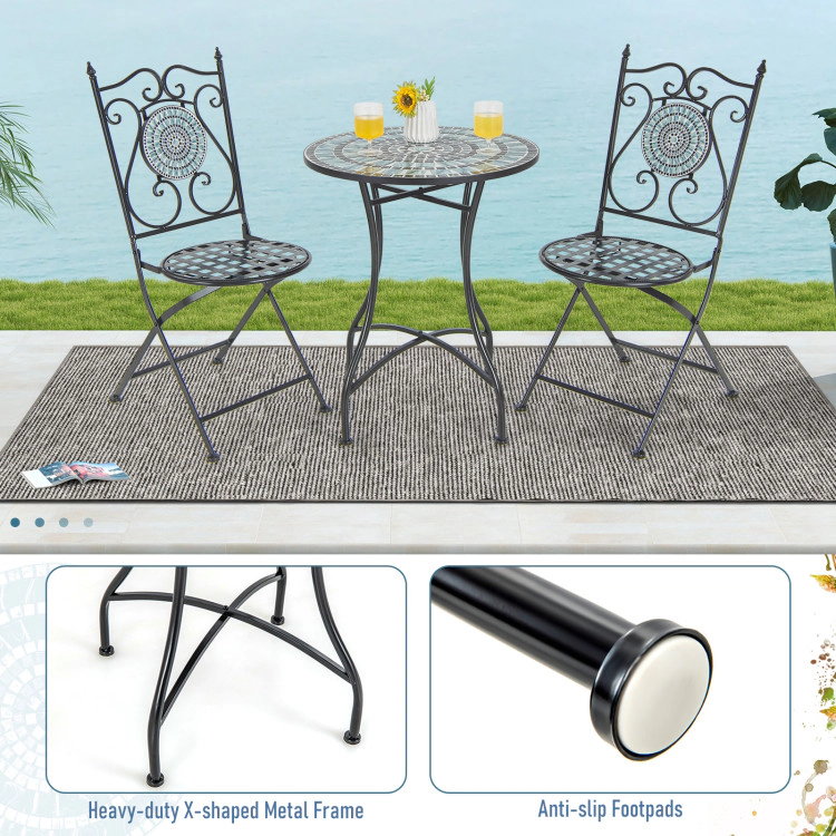 Hivvago 24 Inch Patio Bistro Table With Ceramic Tile Tabletop