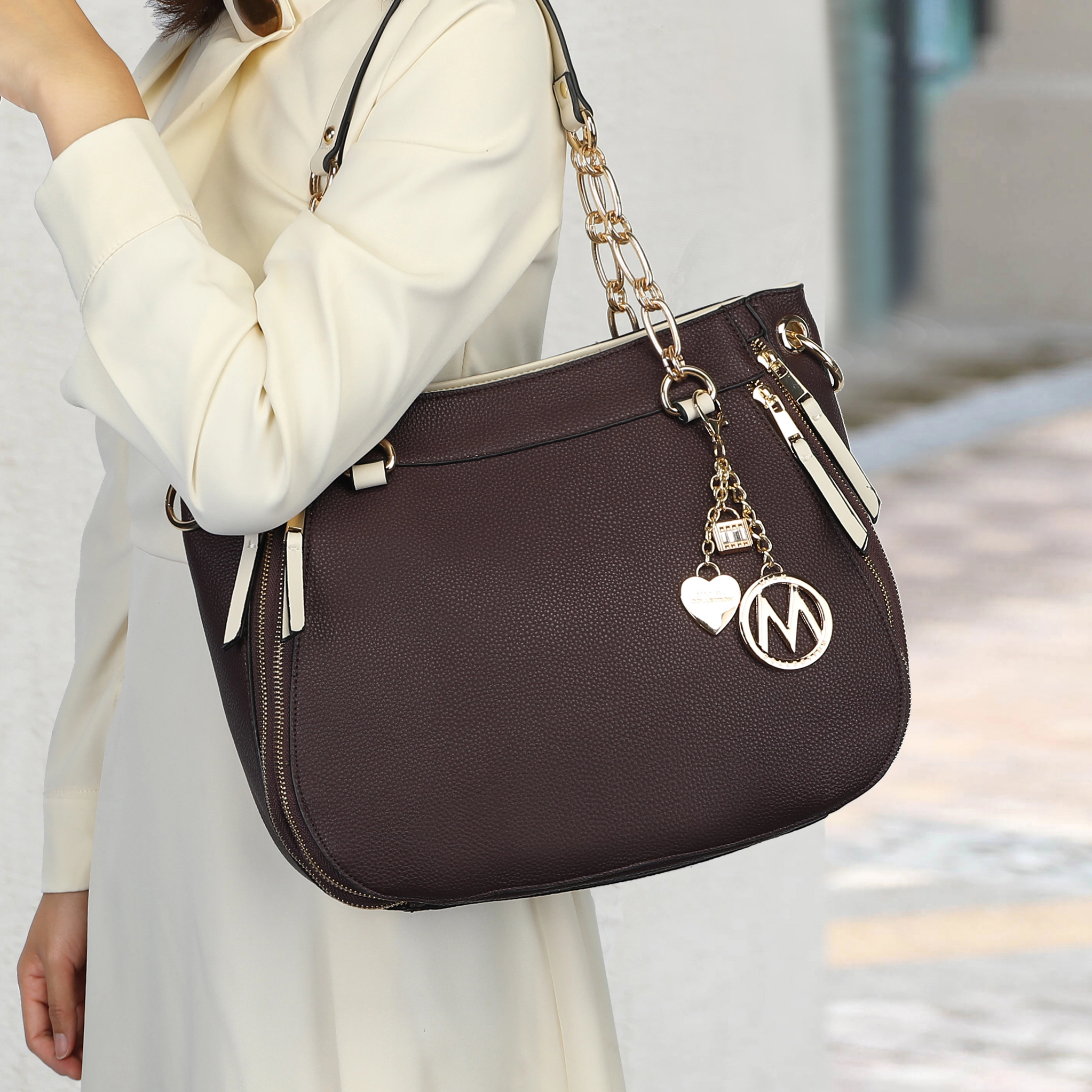 MKF Collection by Mia K Lina Tote Bag and Wallet Set, Solid Vegan Leather