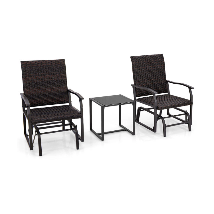 Hivvago 3 Piece Patio Gliding Set With Tempered Glass Coffee Table All Weather