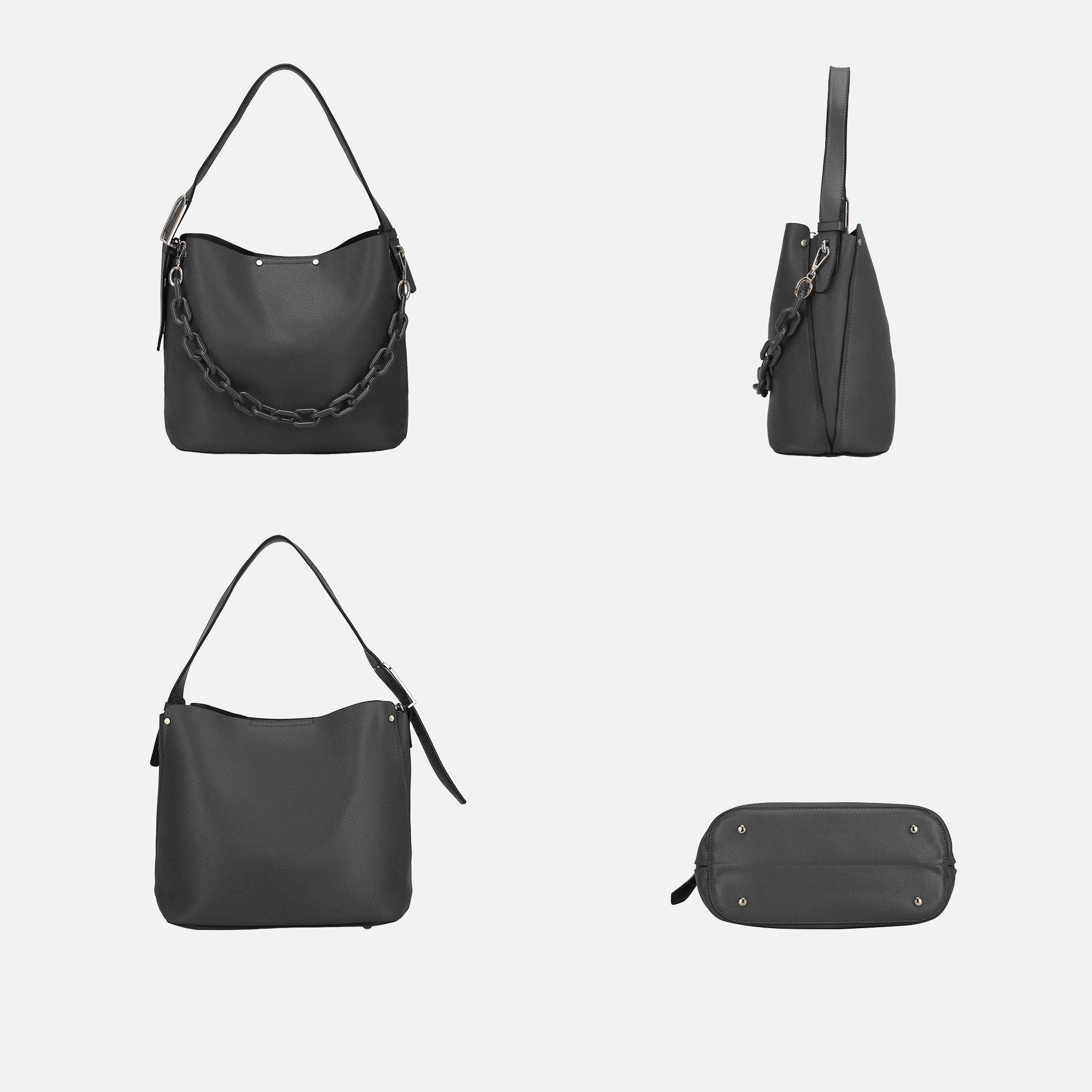 Mia K Collection Chelsea Vegan Leather Hobo Bag - Gold-Tone Hardware