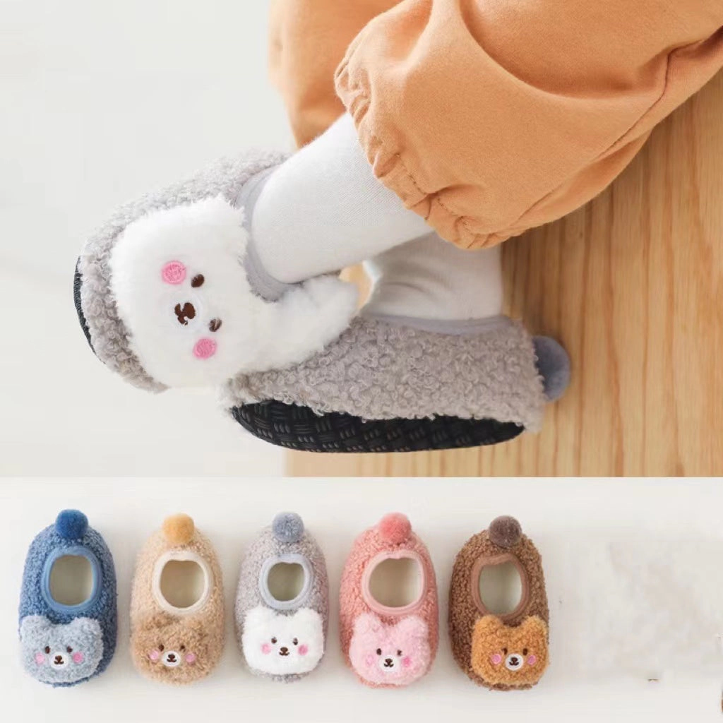 MyKids-USA Baby 3D Cartoon Bear Patched Pattern Non-Slip Warm Shoes