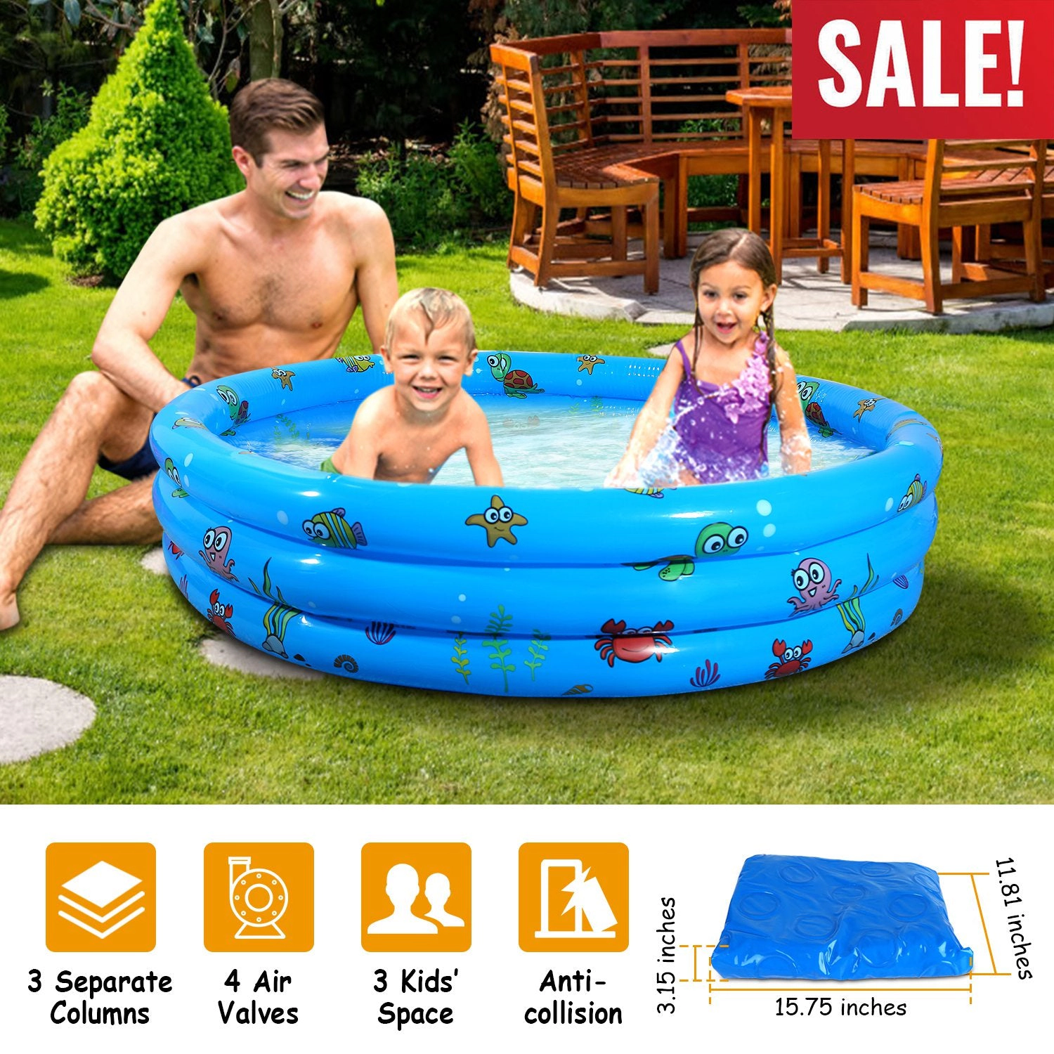 GBruno 52-Inch 3-Tier Inflatable Swimming Pool