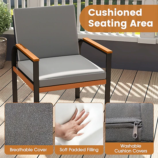 Hivvago 3 Piece Patio Furniture Set Outdoor Conversation Set With Coffee Table