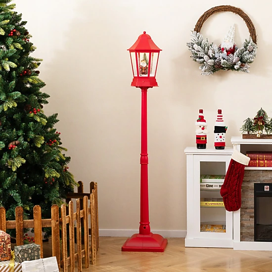 SUGIFT 5.3-ft Musical Christmas Street Lamp Snow Globe Lantern with 60 ...