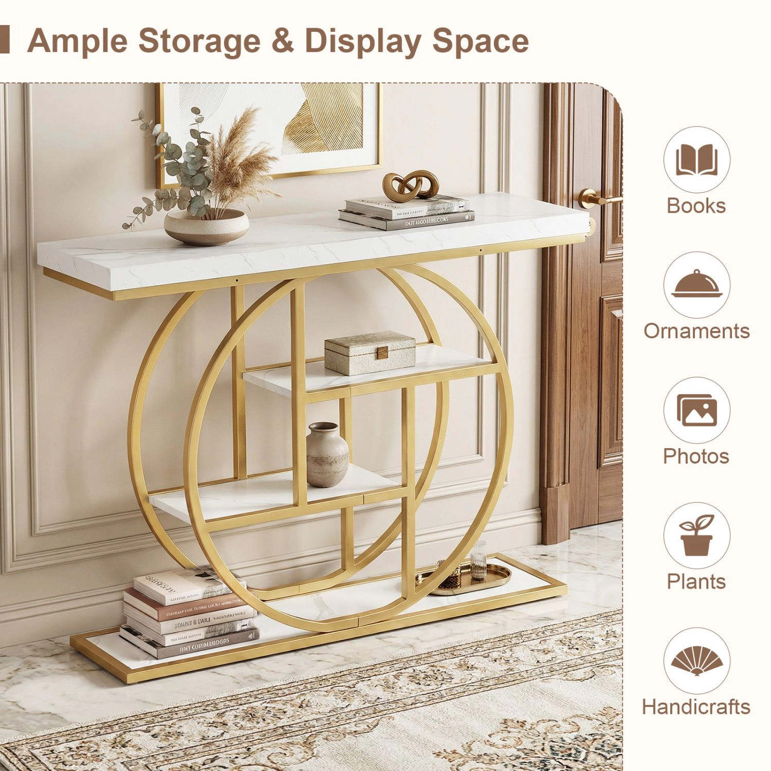SlickBlue 41 Inch Console Table with 4 Tier Storage Shelves