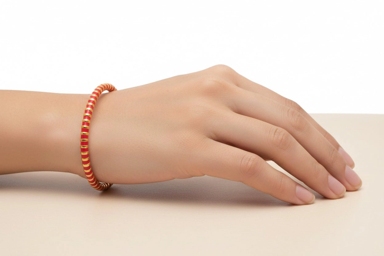 DressAtR Women's Bamboo Gold Plated Bangle Bracelet