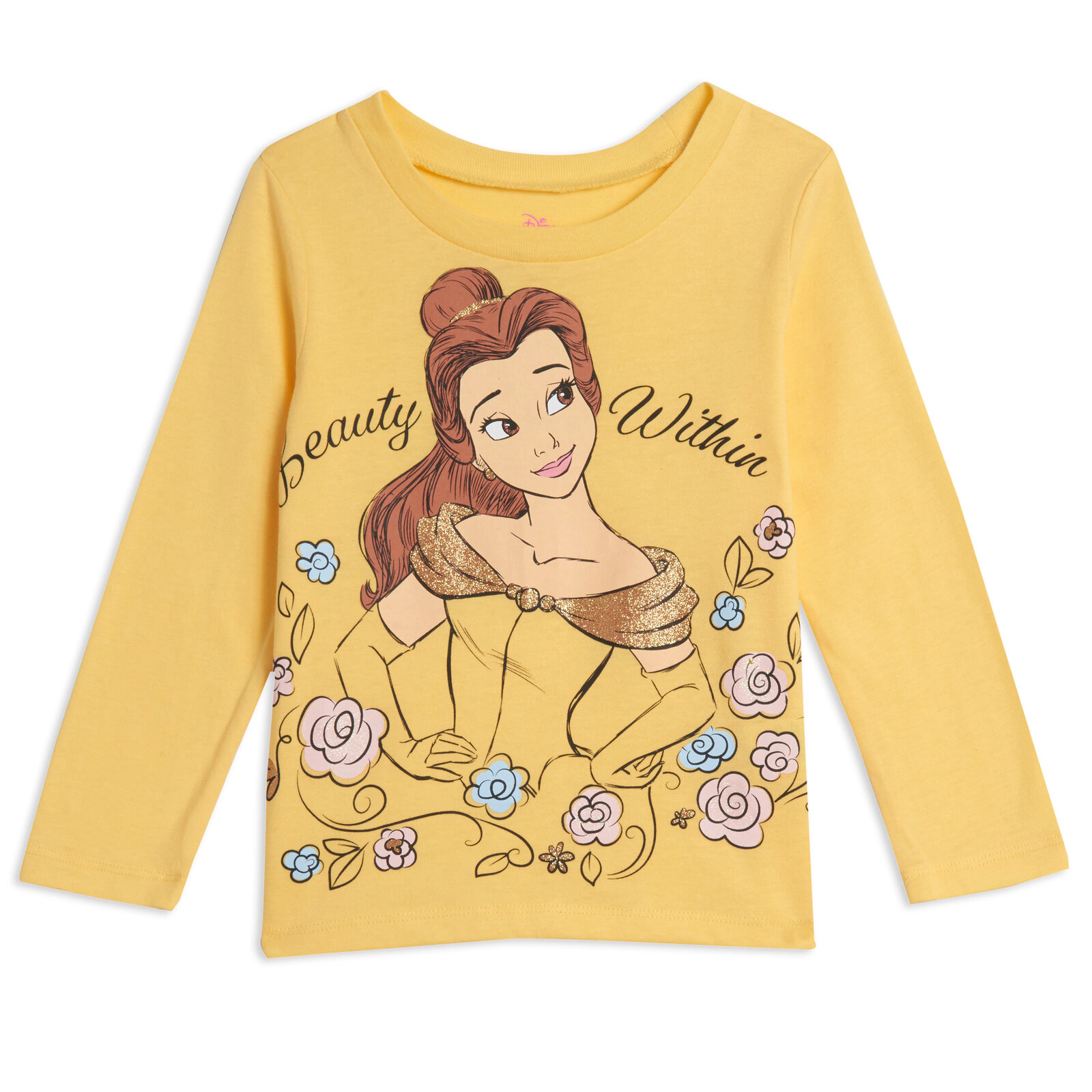 Disney Princess Girls' Glitter Long Sleeve T-Shirt 3-Pack