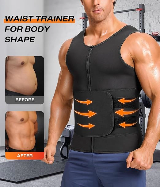 Nebility Mens Sauna Suit Waist Trainer Compression Shirt