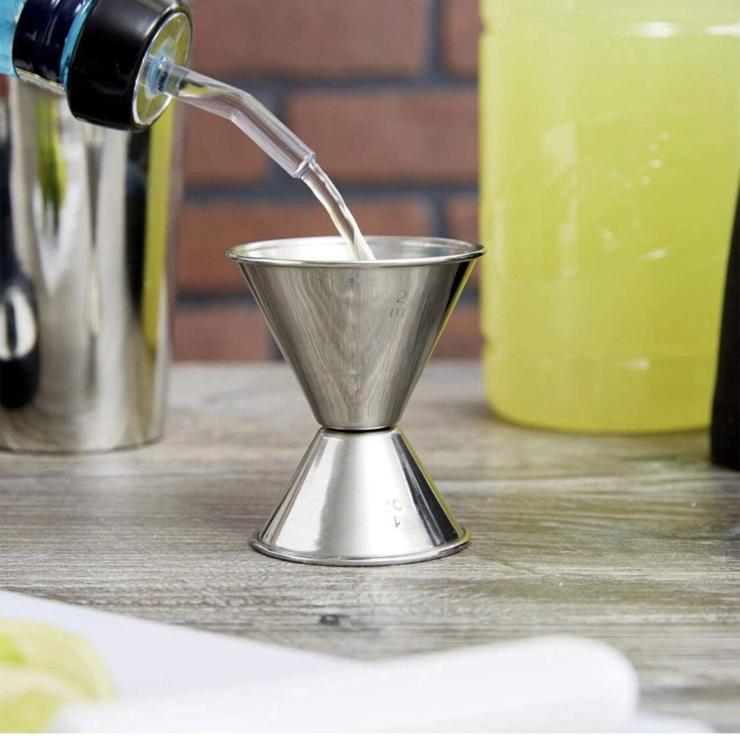 Home Collection Stainless Steel Double Cocktail Jigger 1 oz and 2 oz Liquor Measuring Tool