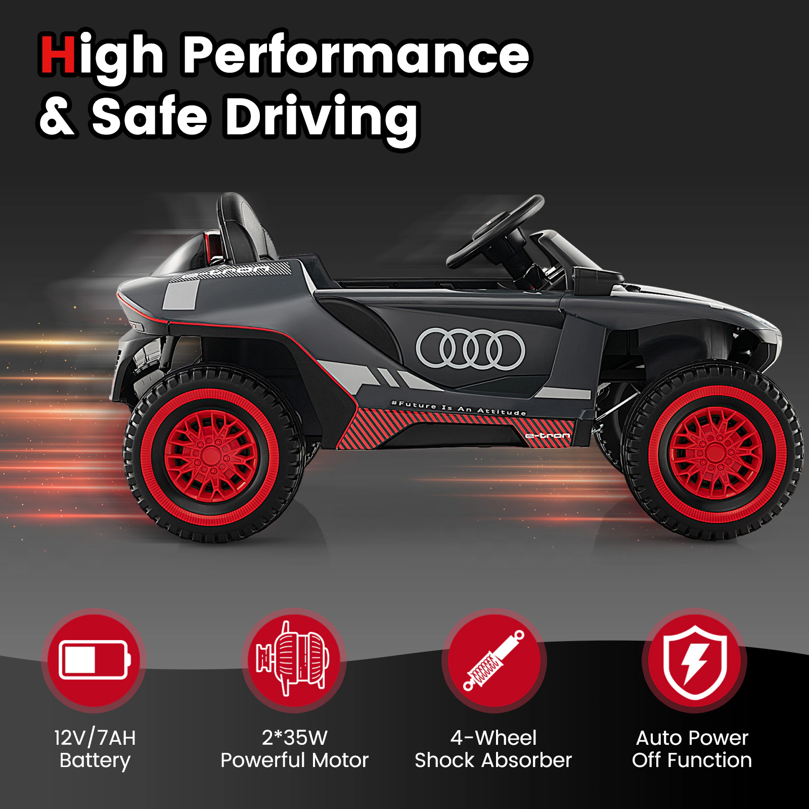 Costway 12V Licensed Audi Kids Ride On Car with 2.4G Parent Remote Control LED Lights