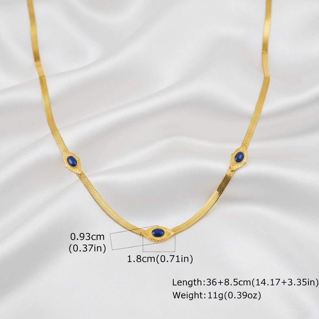 DressAtR Women's Blue Enamel 18K Gold Plated Necklace