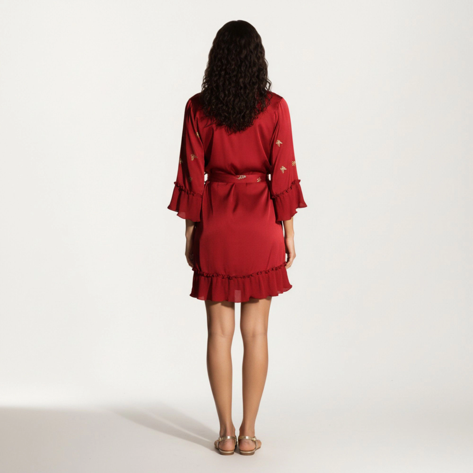 Anna-Kaci Women's Satin Bow Print Slip Dress with Spaghetti Straps and Soft Draped Neckline for a Smooth Elegant Look